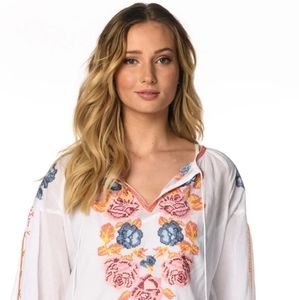 Tolani Boho Embroidered Long Sleeve Top
